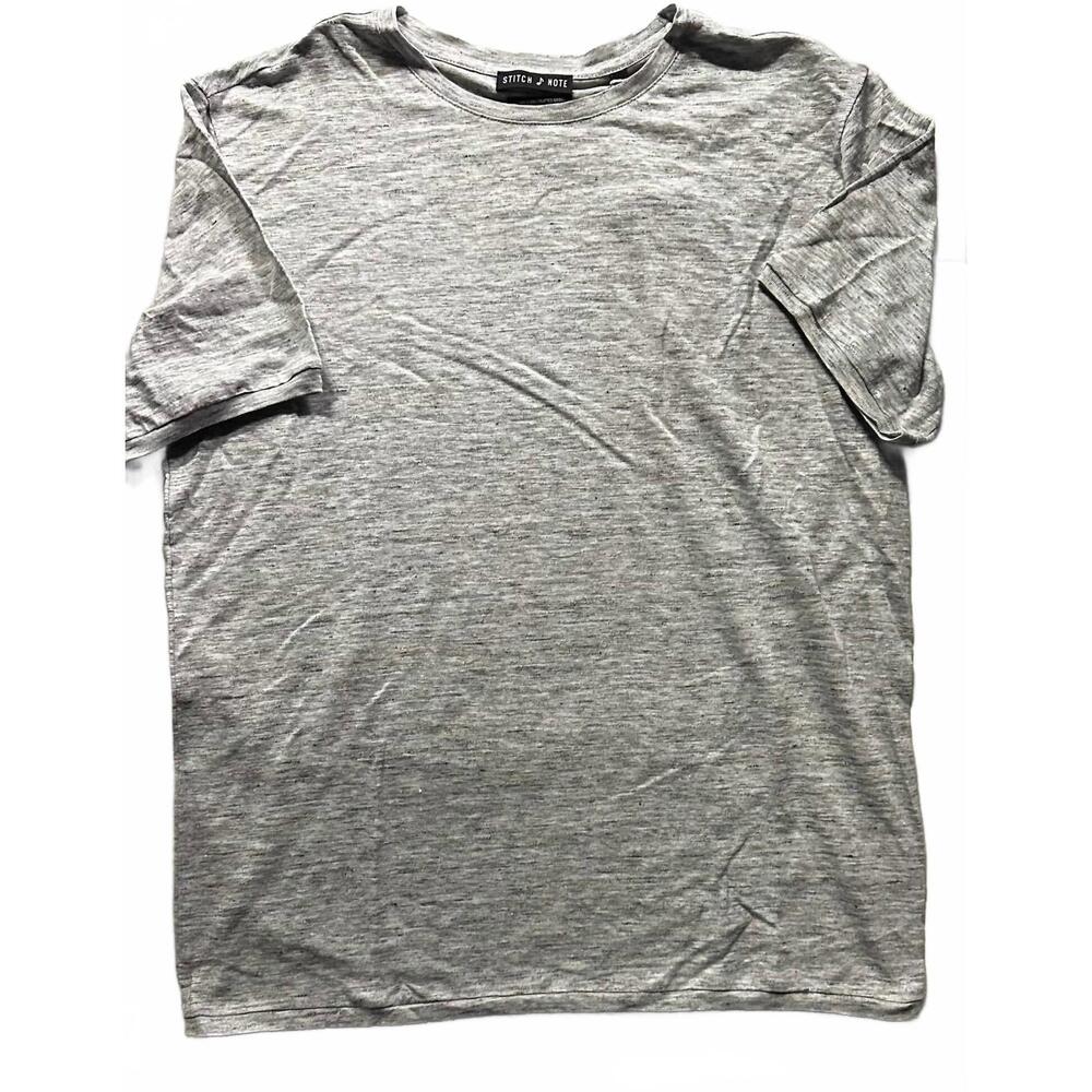 NEW STITCH NOTE men's linen crewneck tee in grey